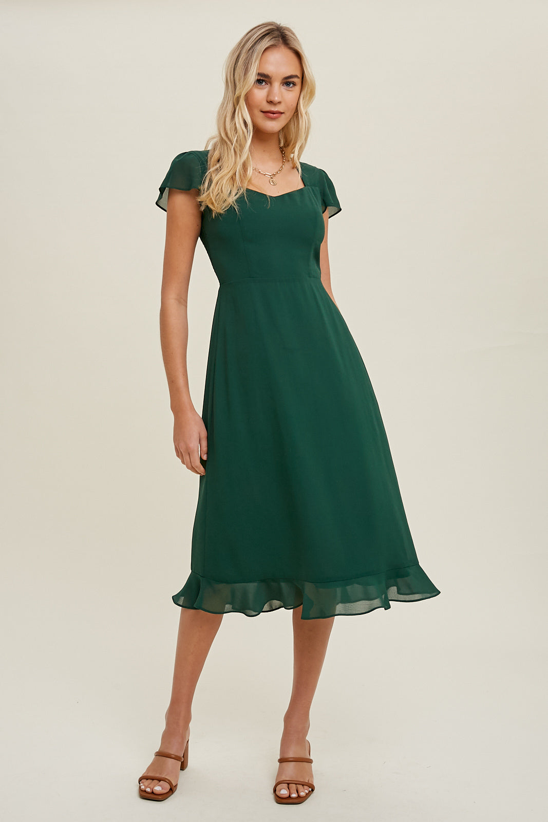 Sweetheart Green Midi Dress