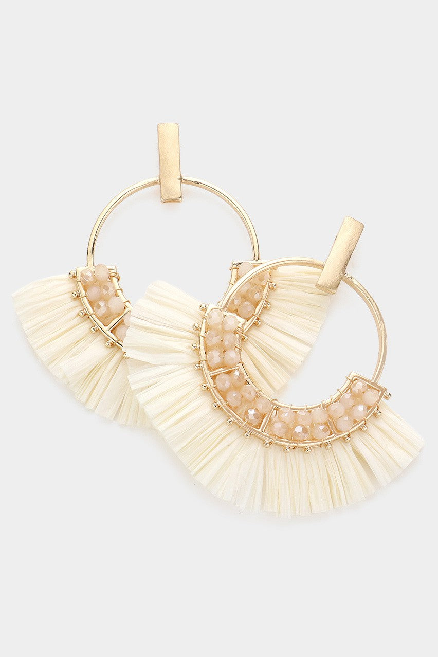 Raffia Fringe Dangle Earrings