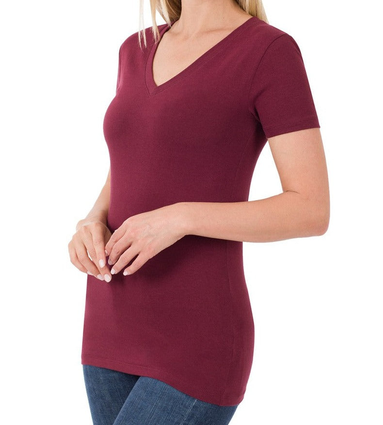 Basic Cotton V Neck Top