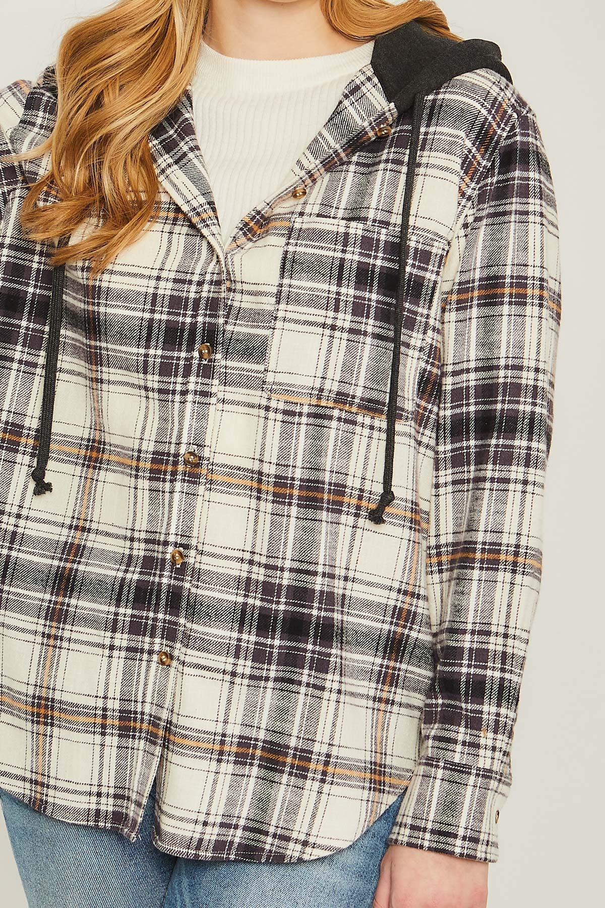 Flannel Shacket with Hood