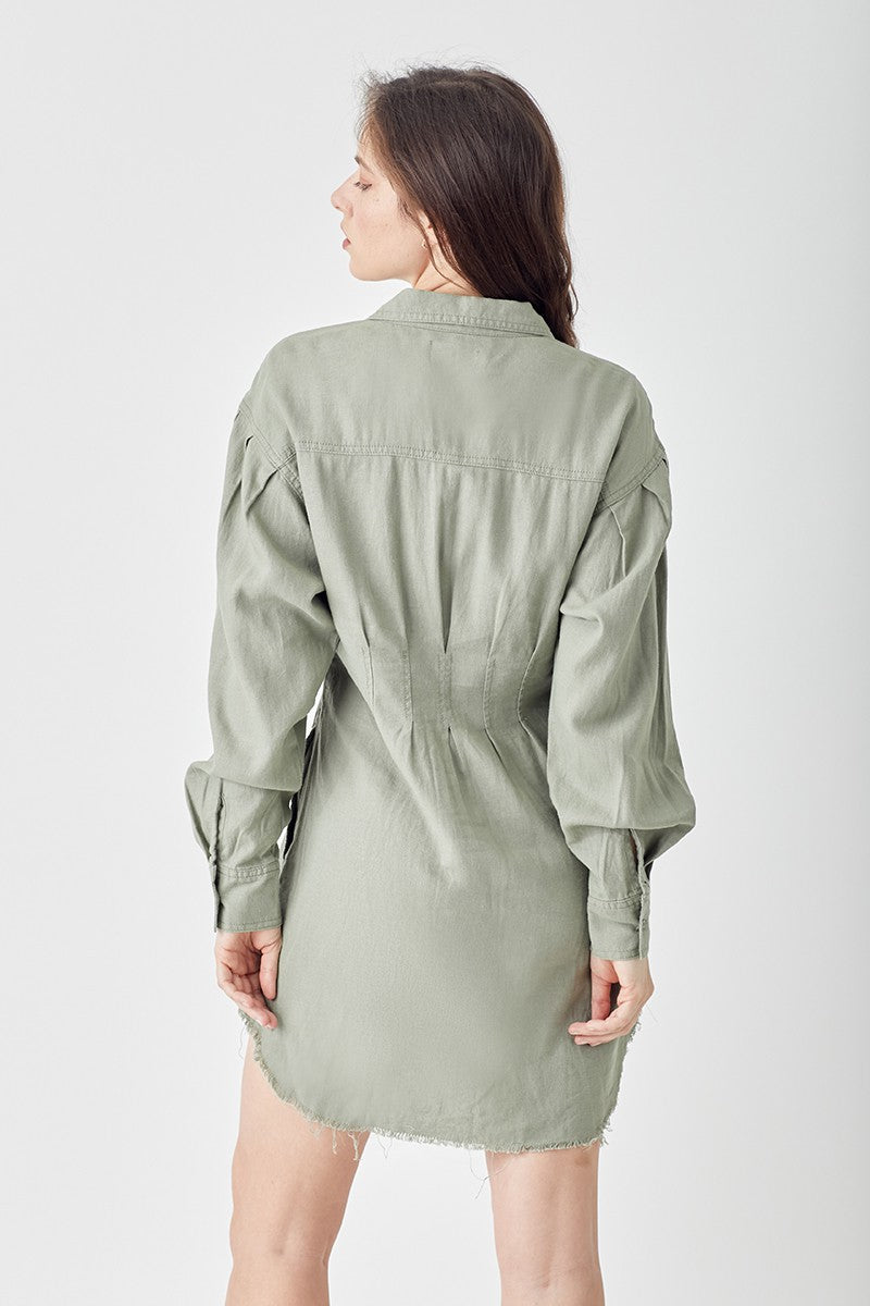 Sherry Shirring Dress Sage