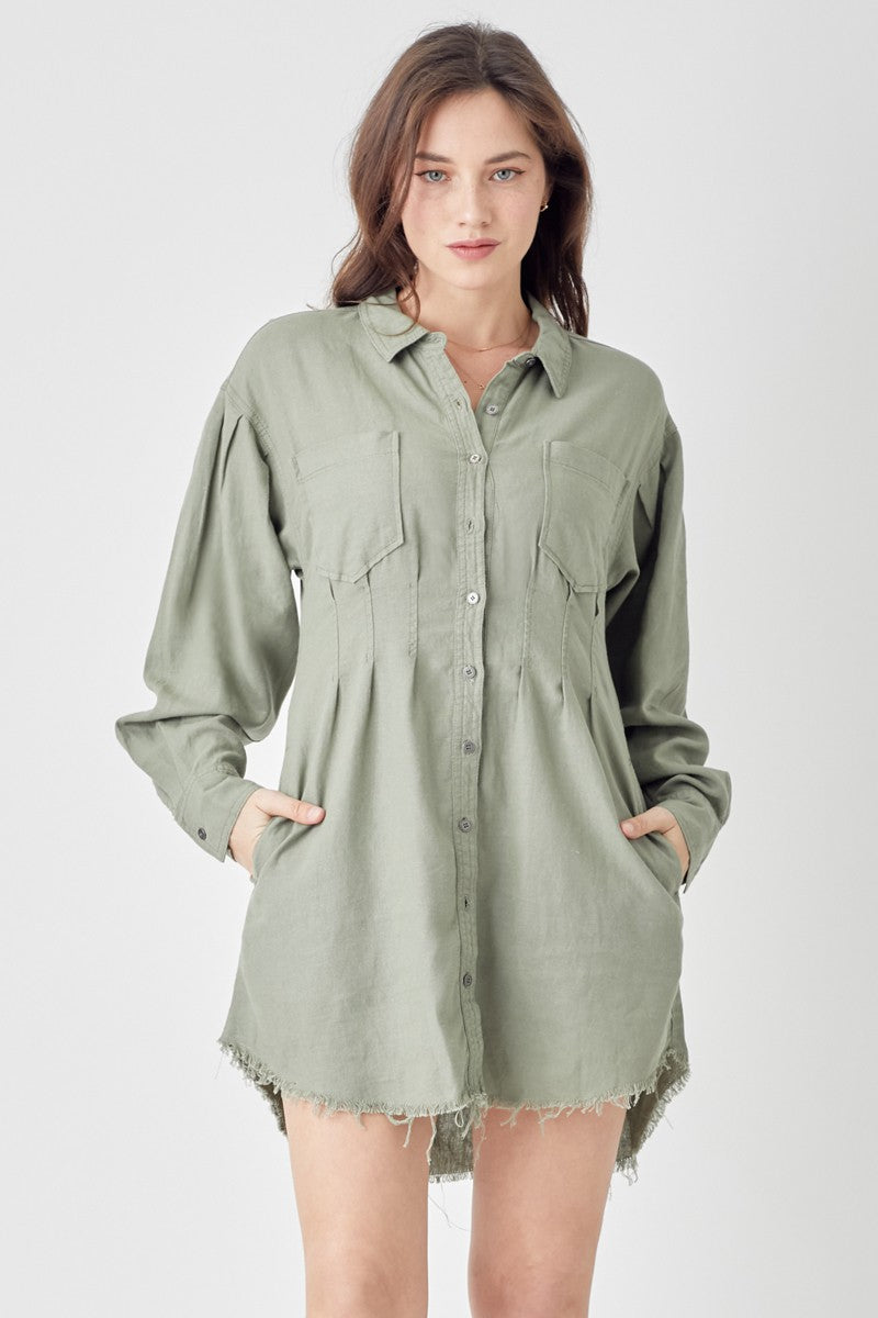 Sherry Shirring Dress Sage