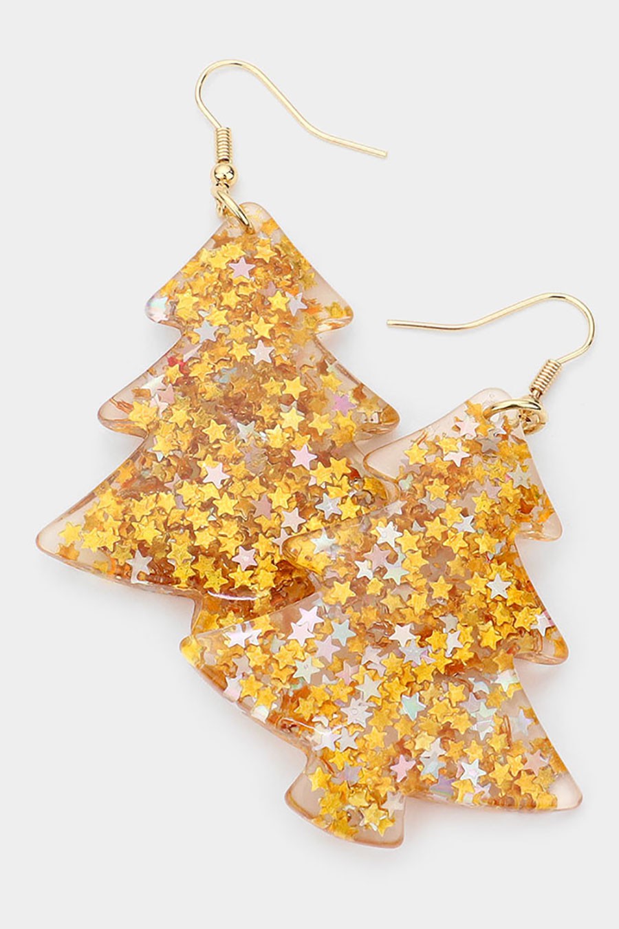 Gold Christmas Tree Dangle Earrings