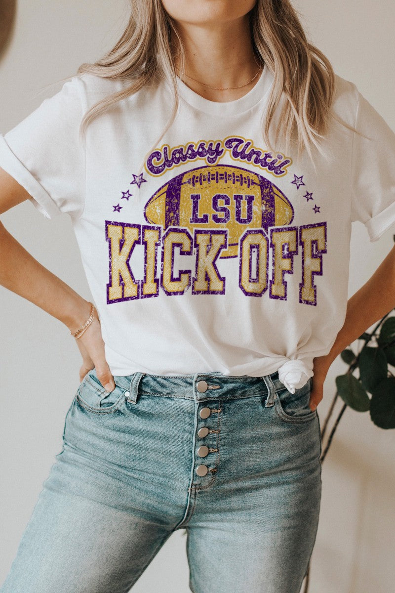 Classy Until Kickoff LSU Graphic Tee Oversize Fit