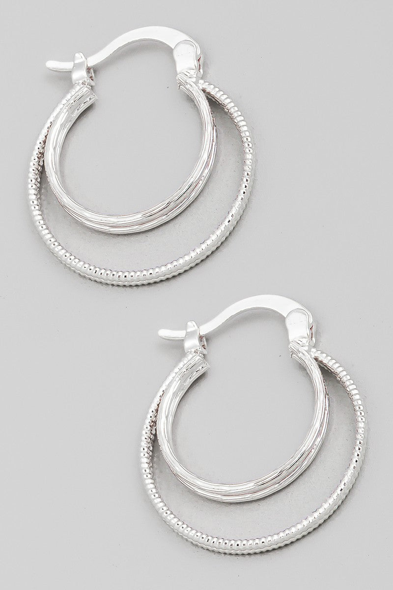 Textured Hoop Layered Earrings