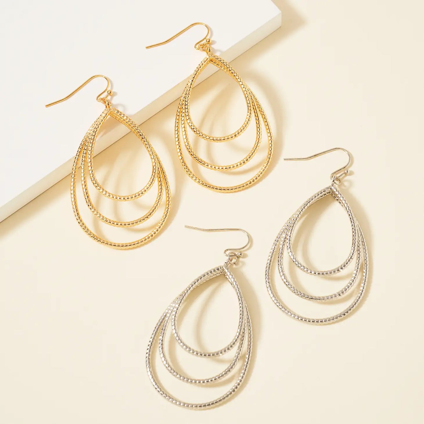 Triple Layered Drop Earrings