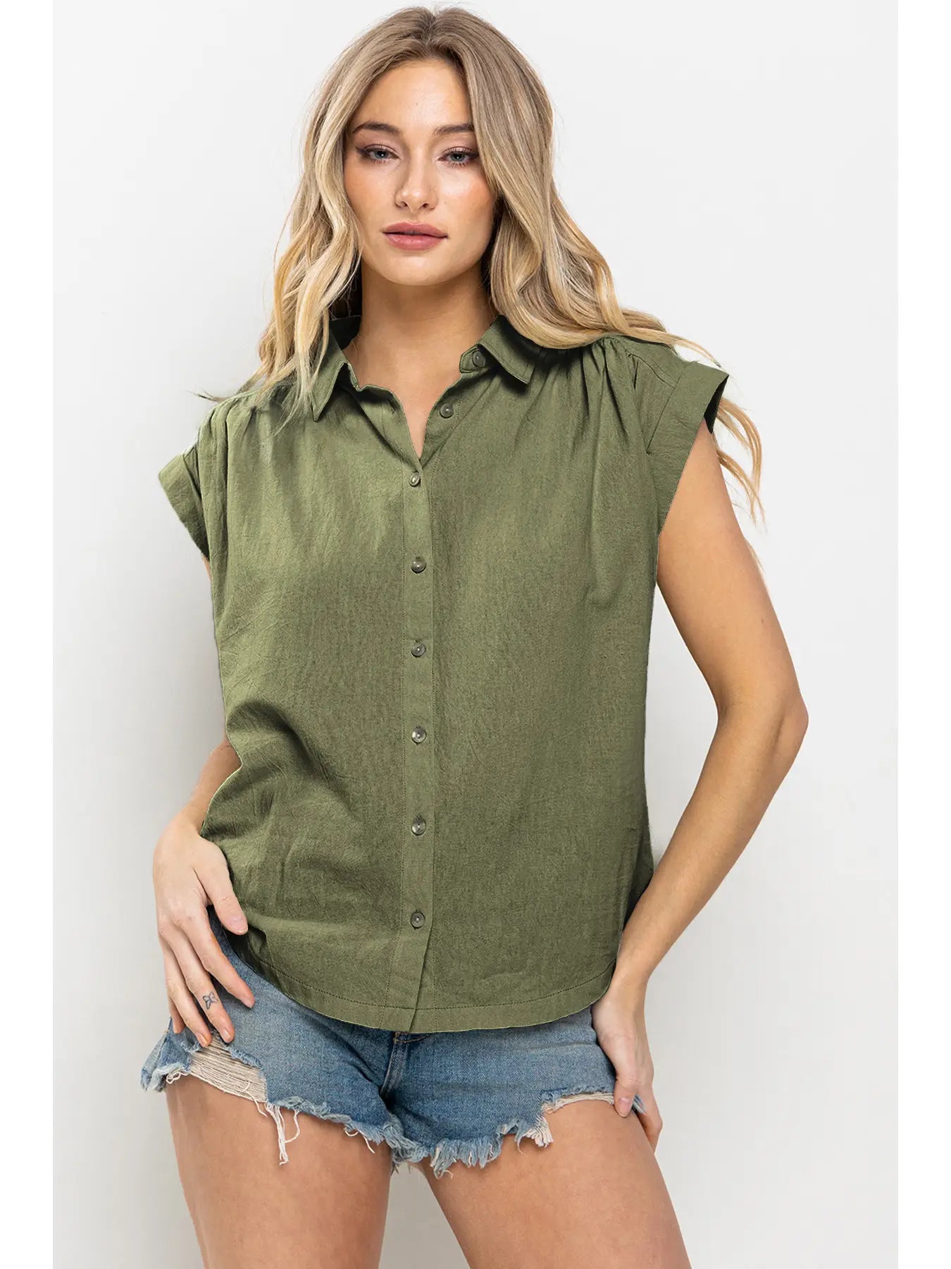 Logan Linen Button Up Top