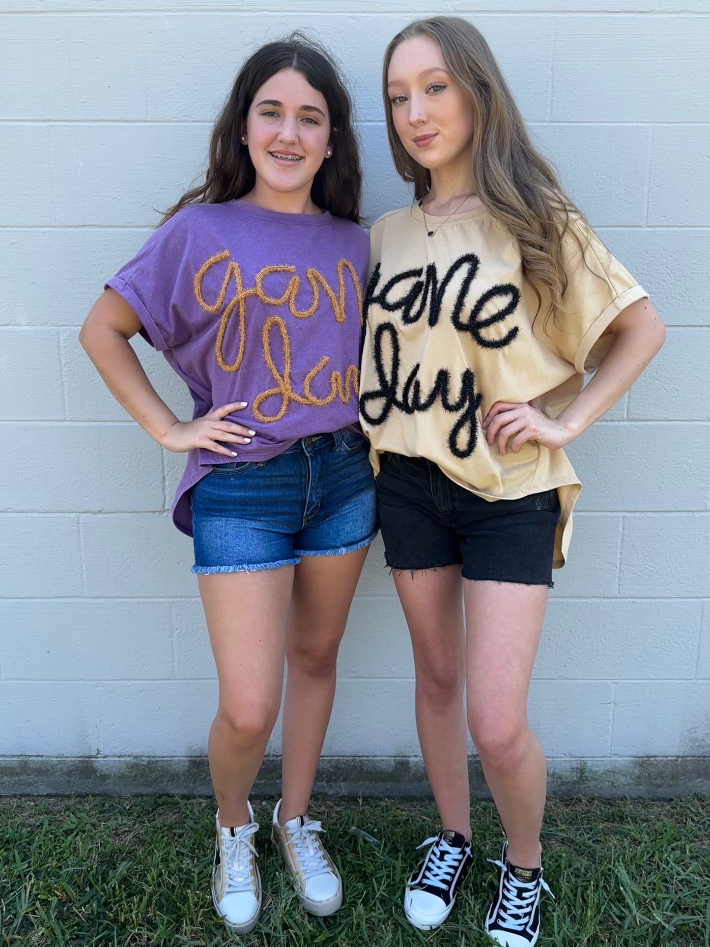 Game Day Metallic Letter Top Violet