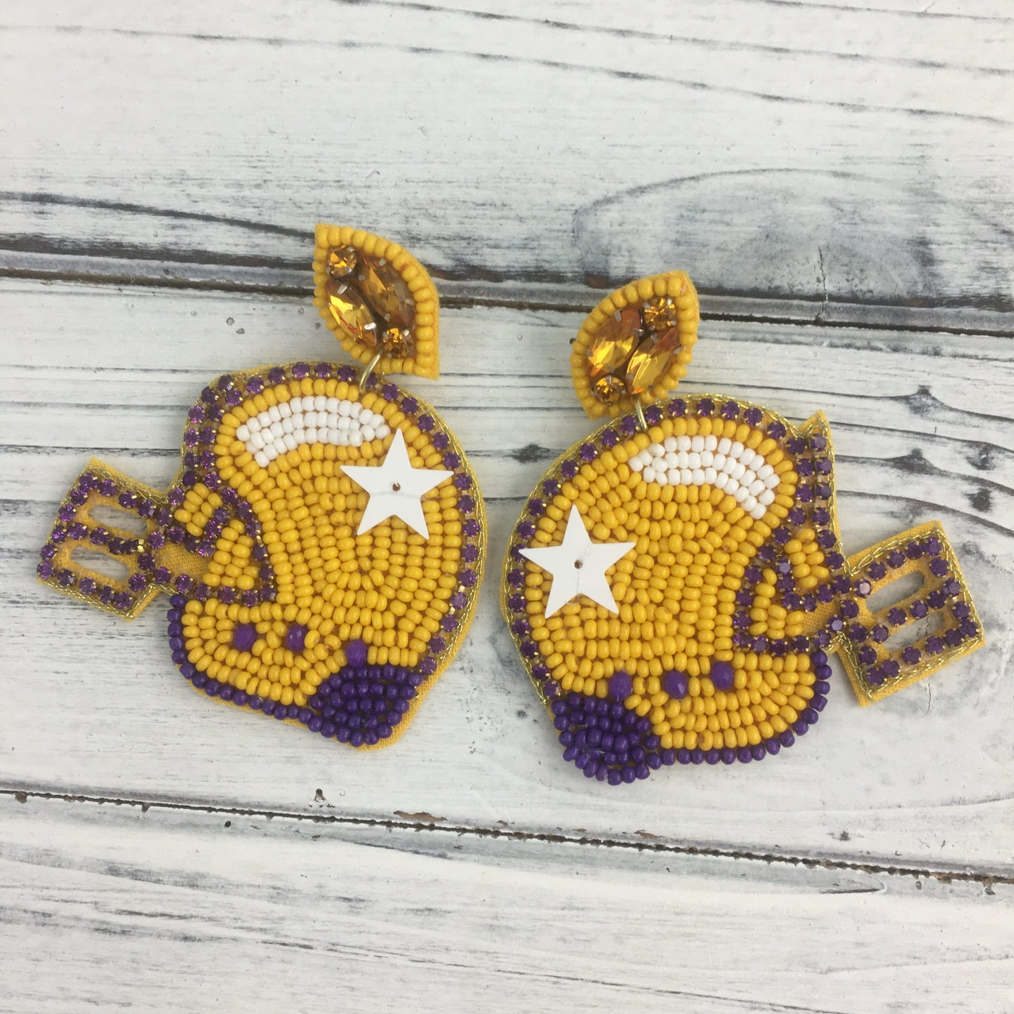 Game Day Helmet Beaded Earrings