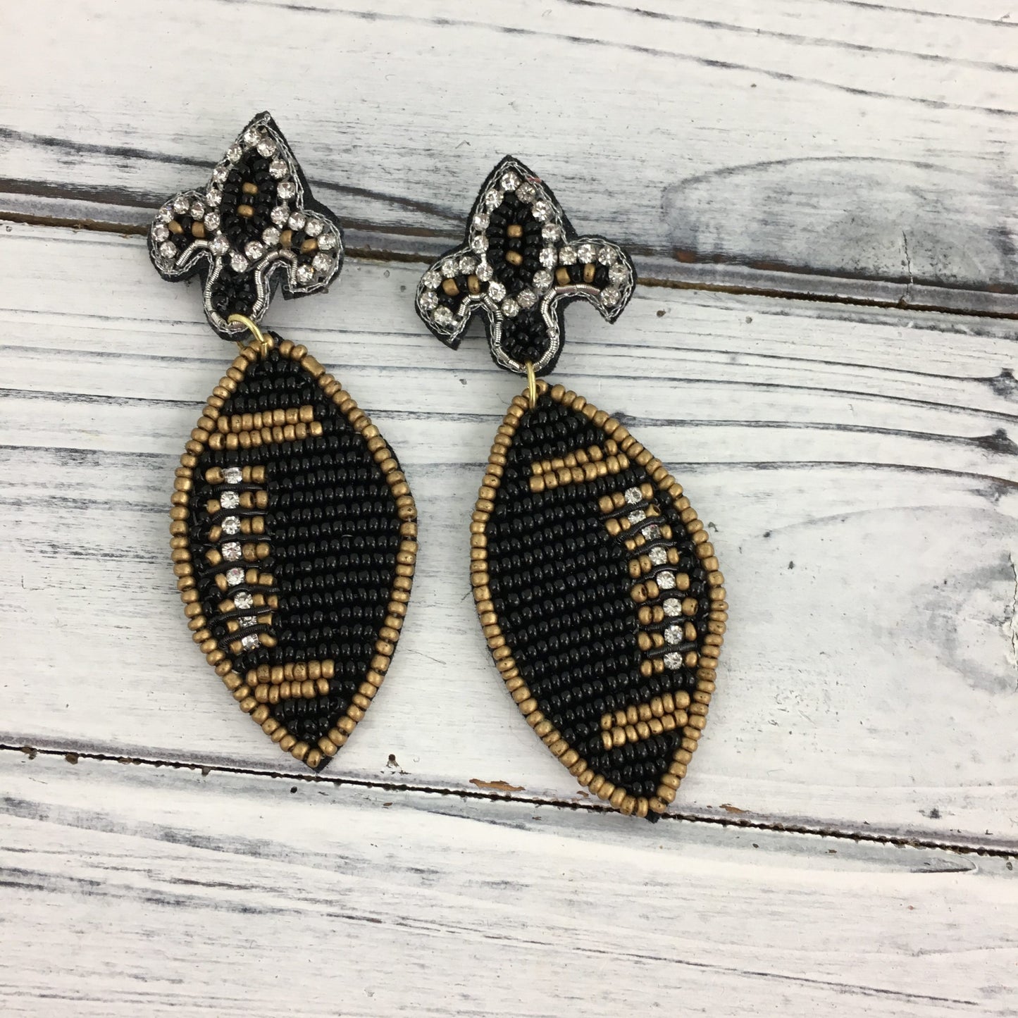 Beaded Dangle Football Earrings