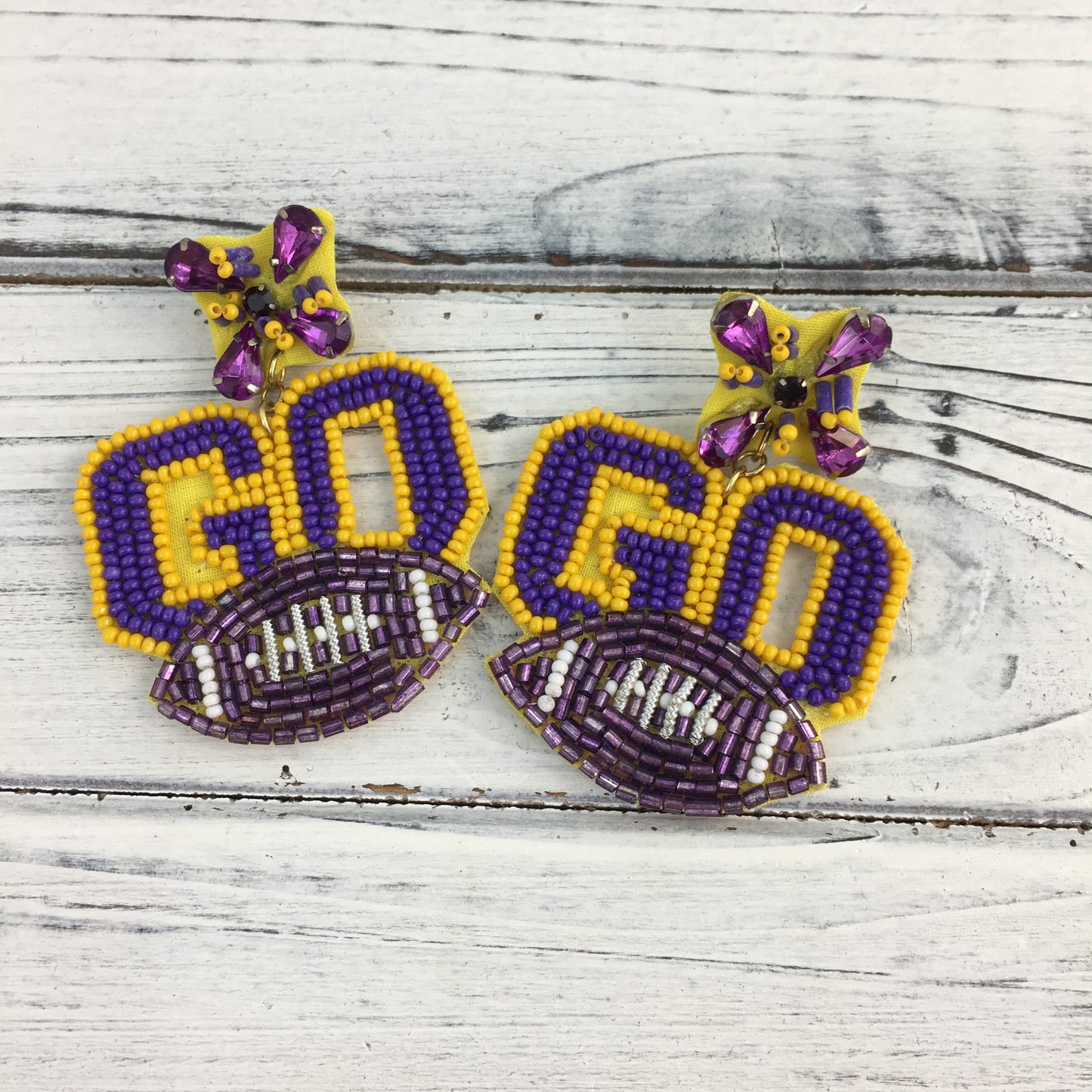 Game Day Beaded GO Earrings