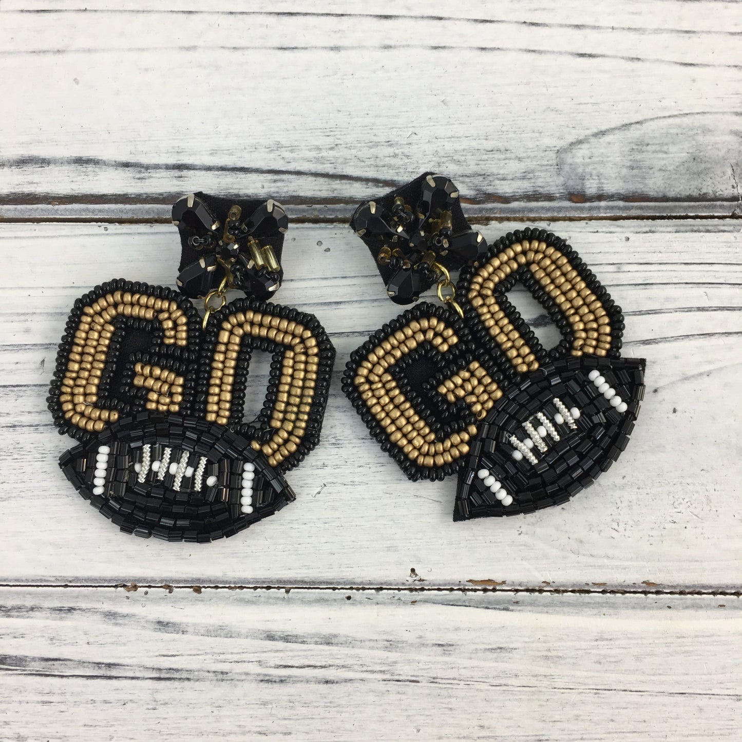 Game Day Beaded GO Earrings