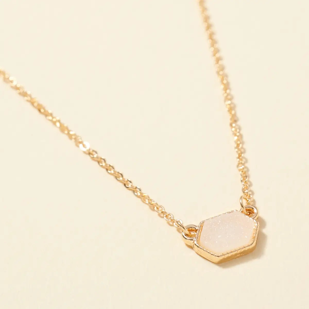 Druzy Hexagon Charm Necklace