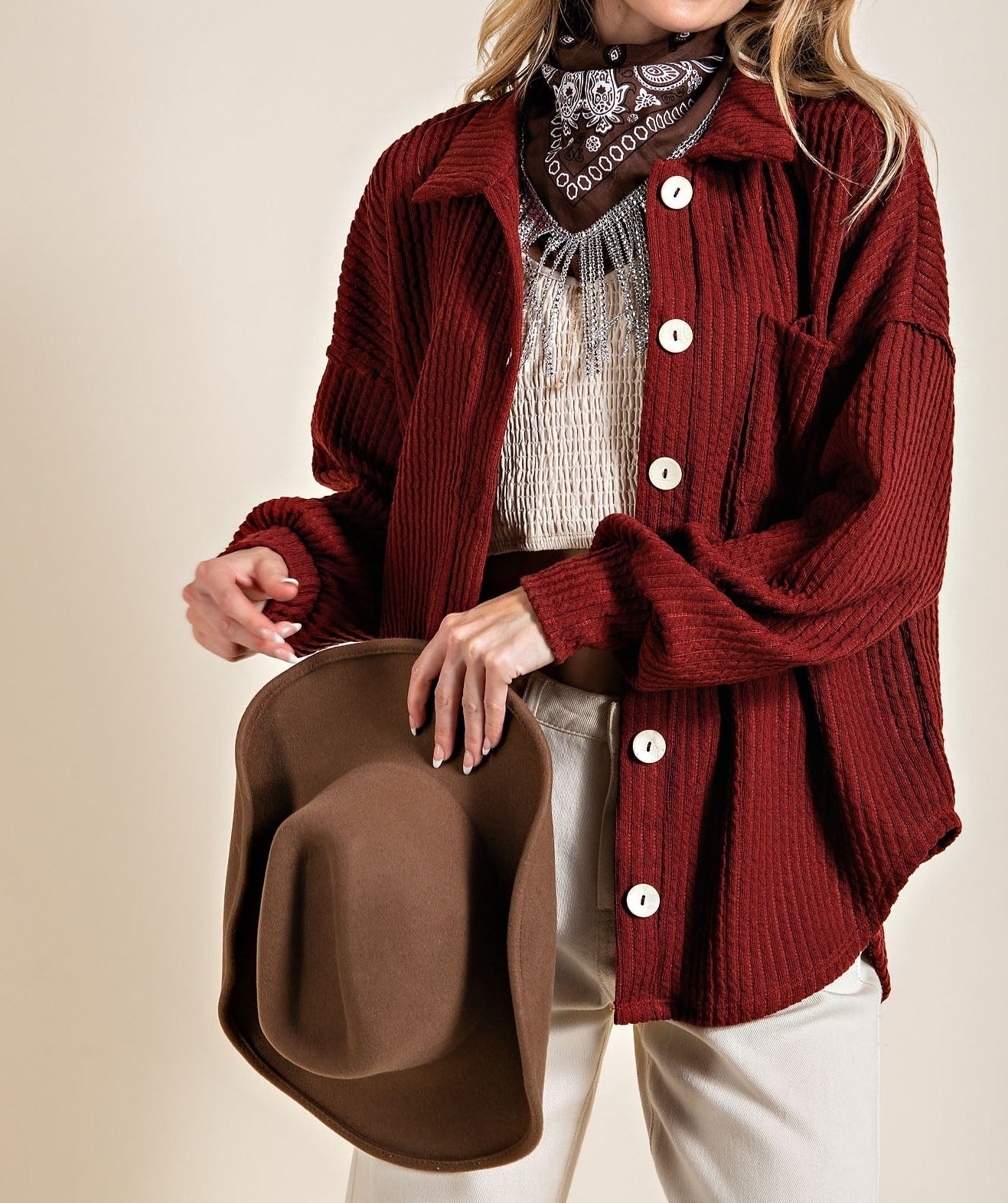 Embossed Knit Shacket