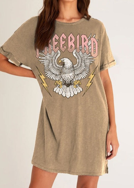 Free Bird Mineral Wash Graphic Dress