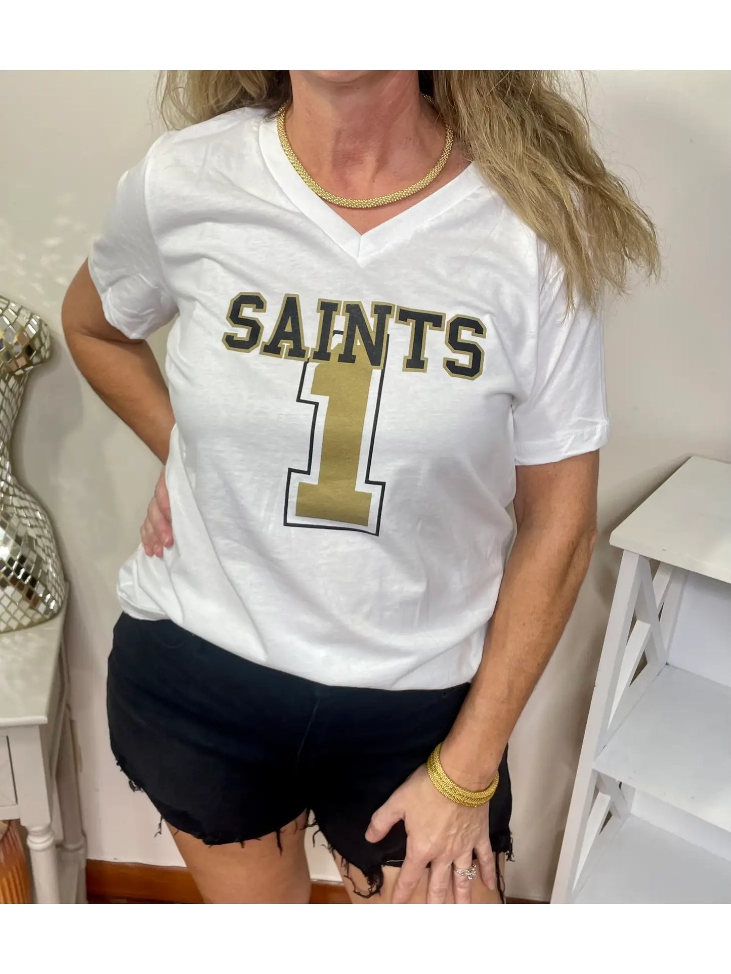 Saints V-neck Graphic Tee