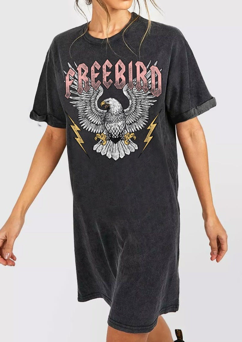 Free Bird Mineral Wash Graphic Dress