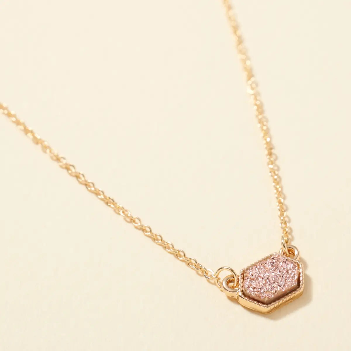 Druzy Hexagon Charm Necklace