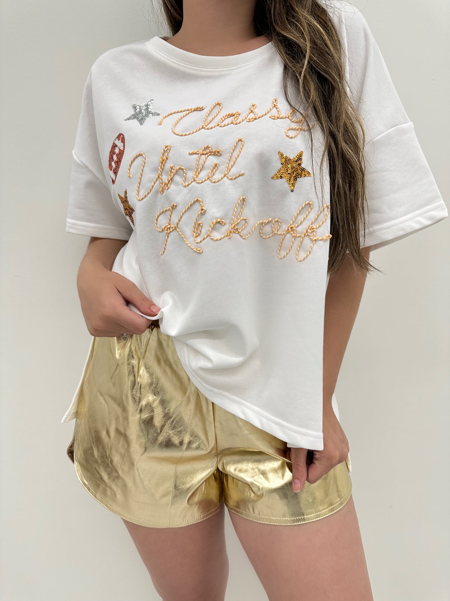 High Waist Metallic Shorts