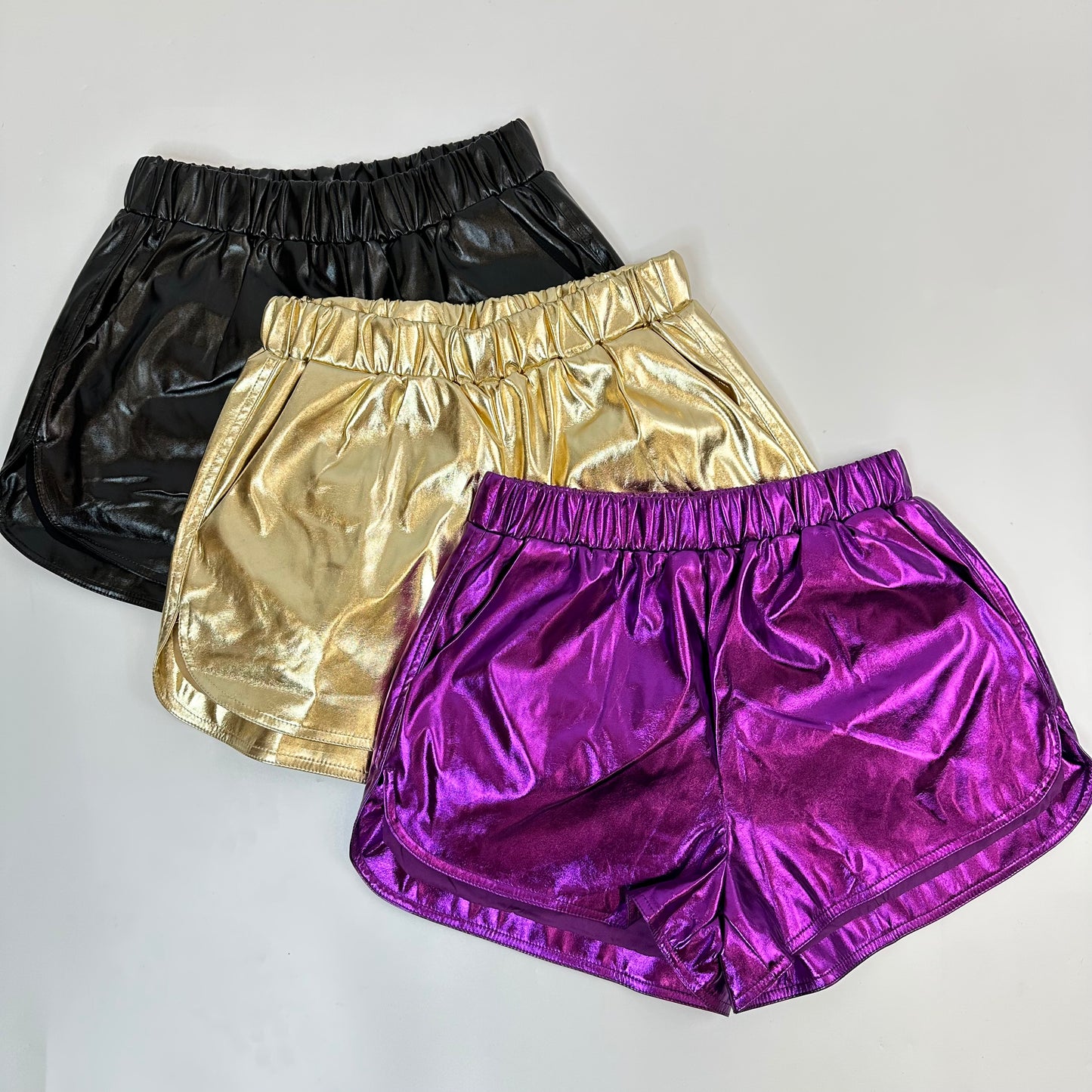 High Waist Metallic Shorts