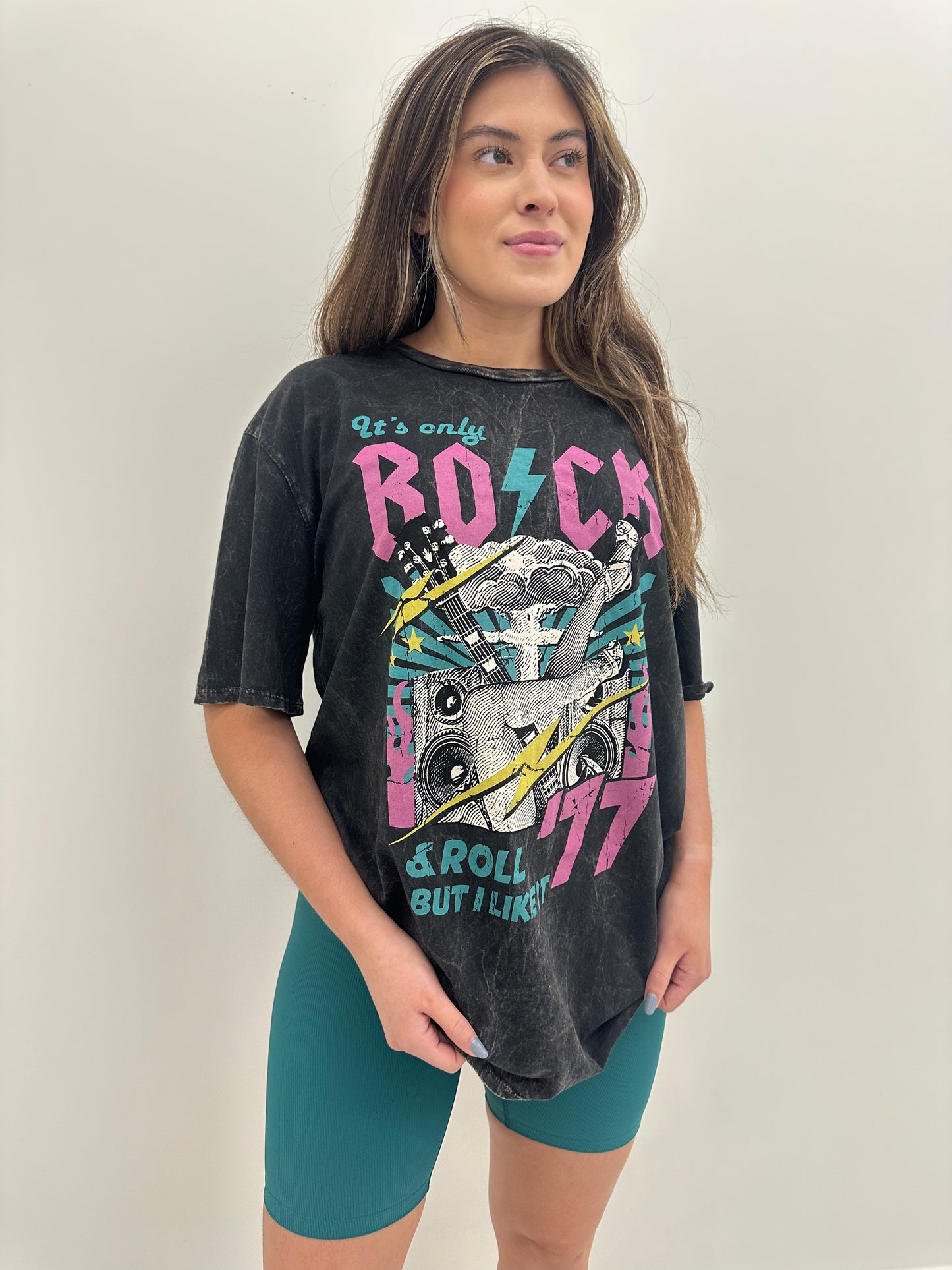 Rock N Roll Guitar Oversized Graphic Tee