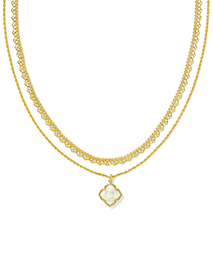 MALLORY ROSE MULTI STRAND NECKLACE GOLD IVORY MOTHER OF PEARL