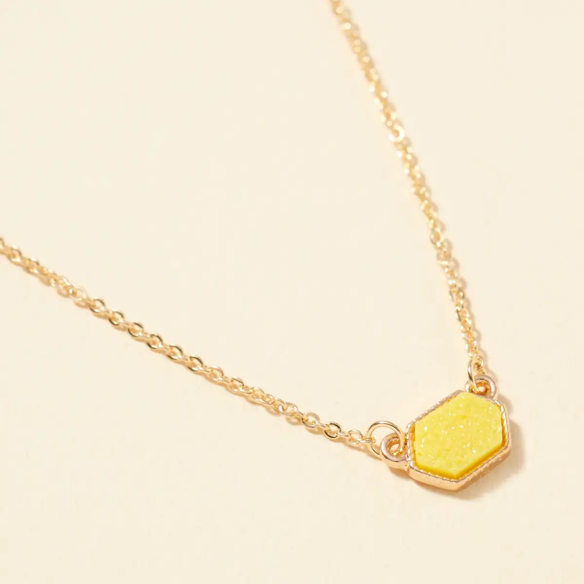 Hexagon Druzy Stone Necklace
