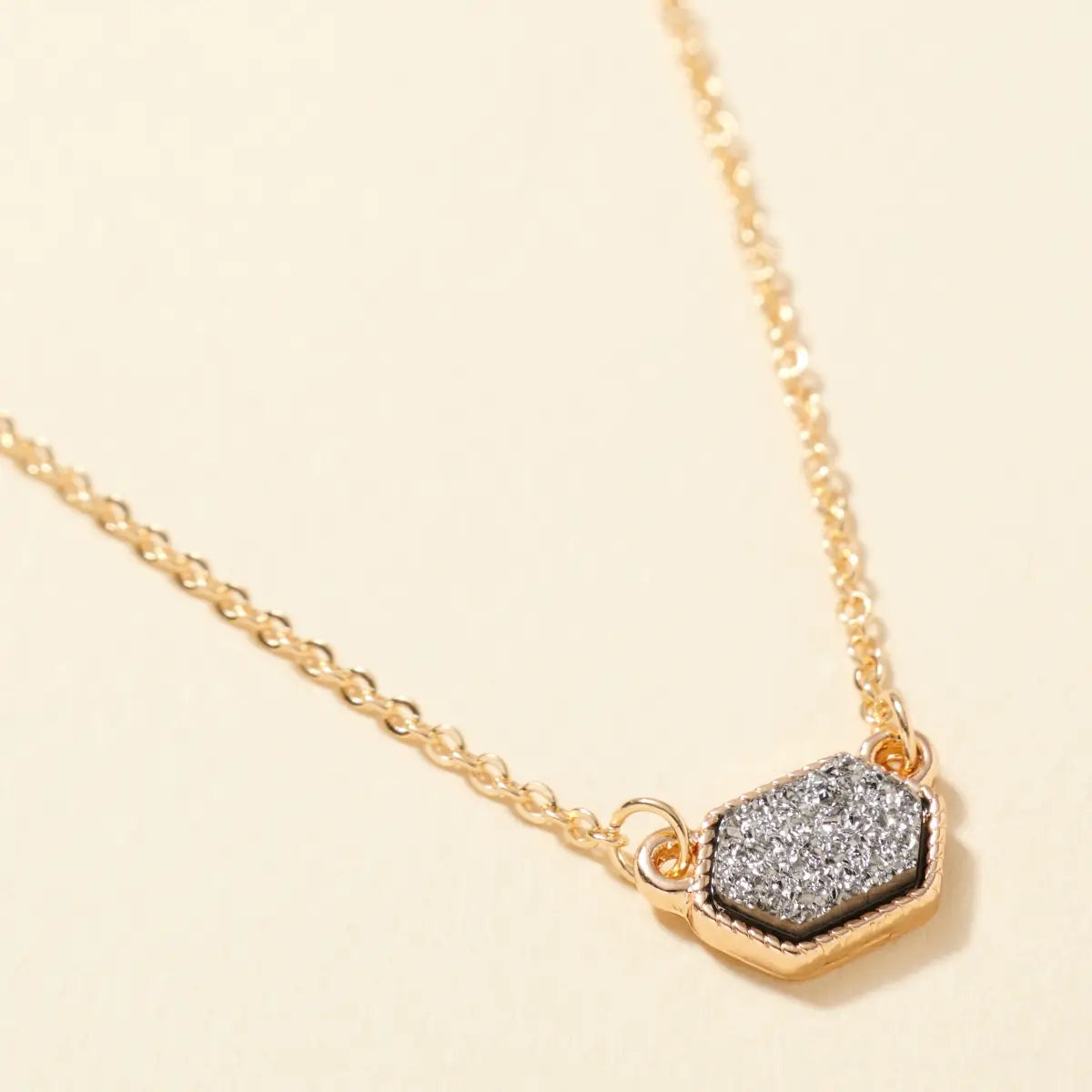 Hexagon Druzy Stone Necklace