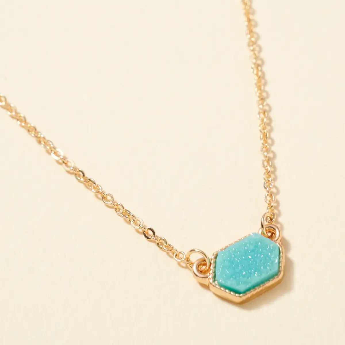Hexagon Druzy Stone Necklace