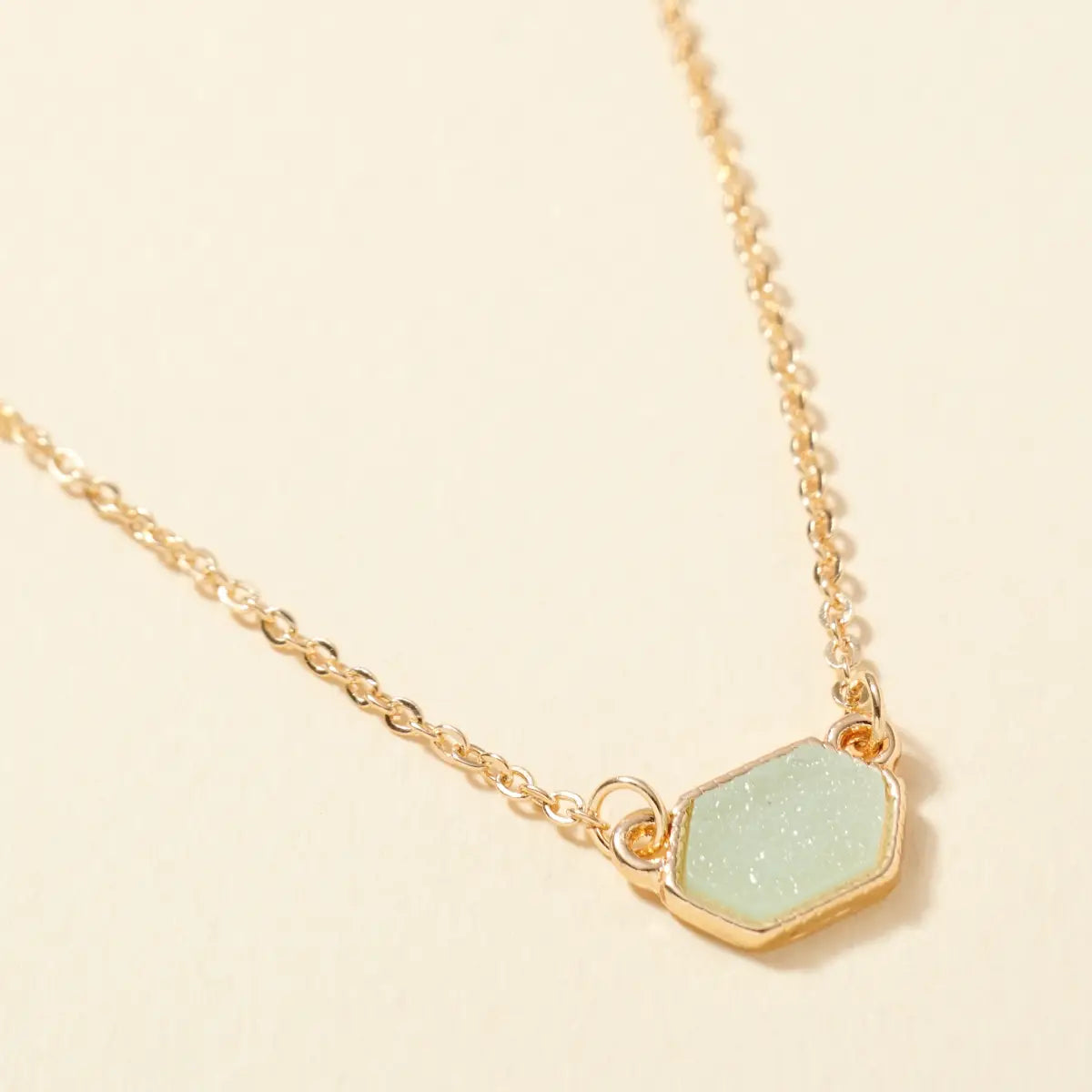 Hexagon Druzy Stone Necklace