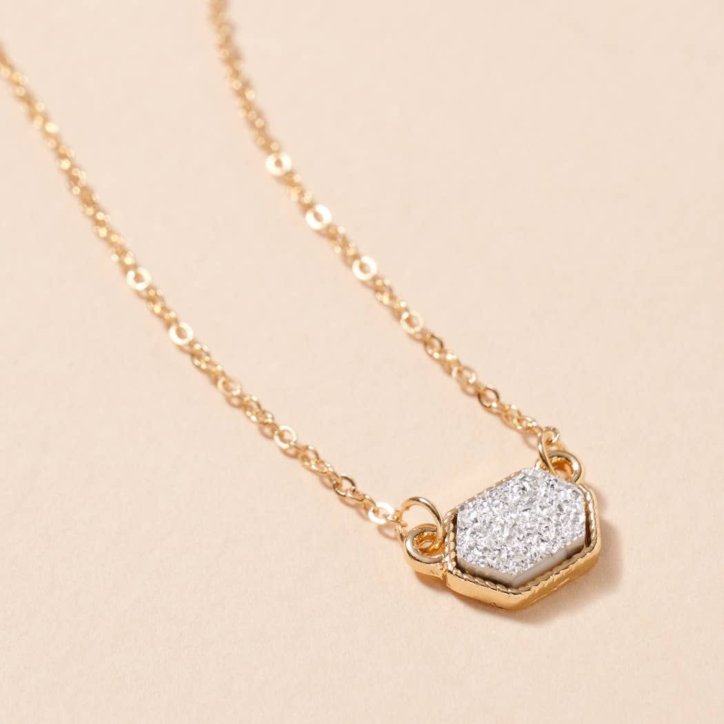 Hexagon Druzy Stone Necklace