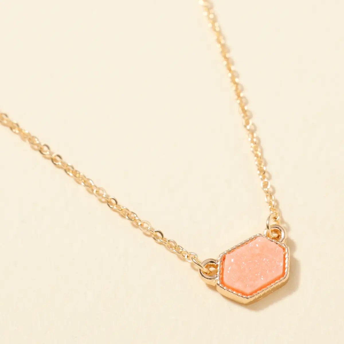 Hexagon Druzy Stone Necklace