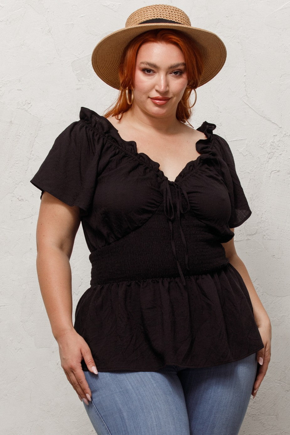 Curvy Veronica Vneck Blouse