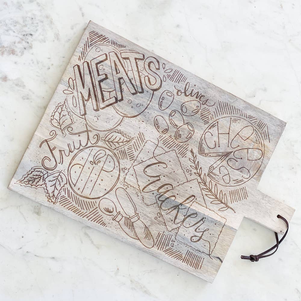 Illustrated Charcuterie Serving Board