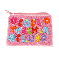 Cool Teacher Embroidered Coin Bag