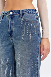 Rhinestone HR Wide Leg Jeans