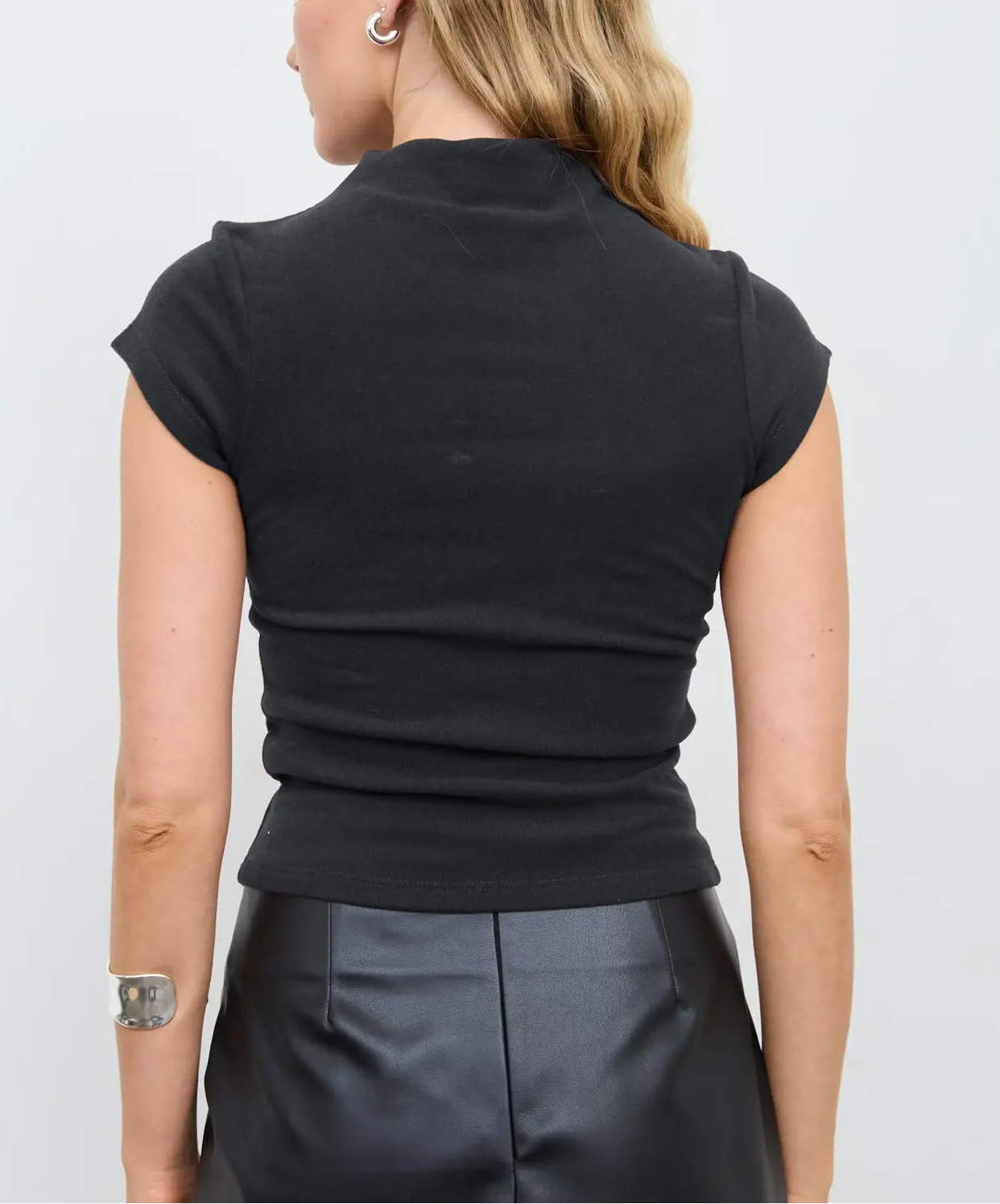 The Reese Mock Neck Top Charcoal