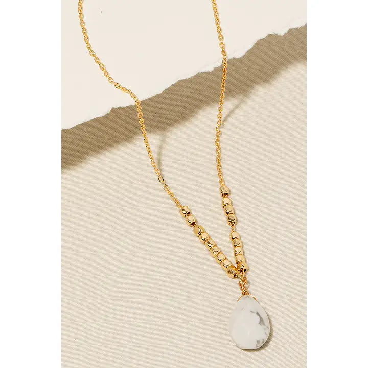 Stone Tear Pendant Chain Necklace