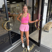 Double Layer Active Shorts Pink