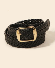 Braided Black Vegan Leather Belt