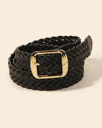 Braided Black Vegan Leather Belt
