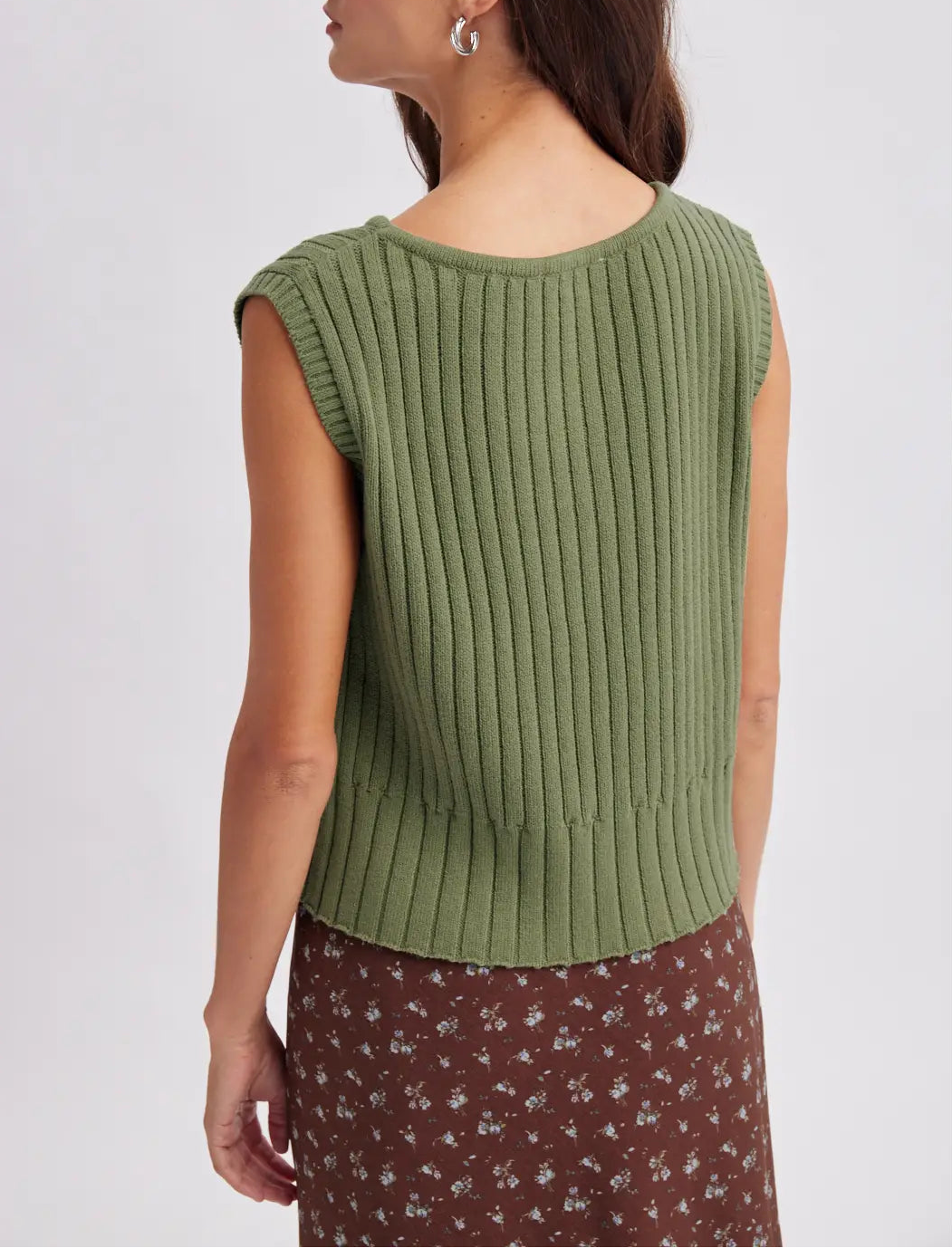 The Harper Ribbed Tank Olive