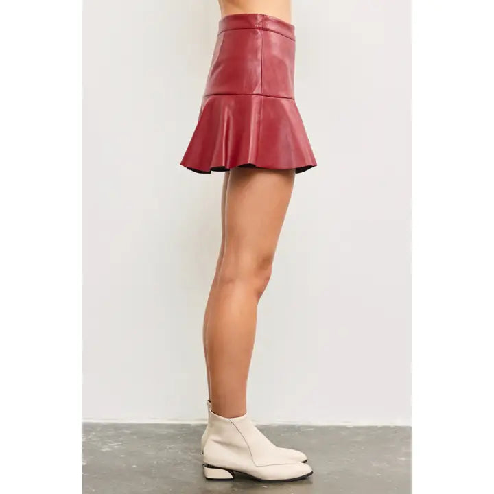 Rosalie Ruffle Leather Skort