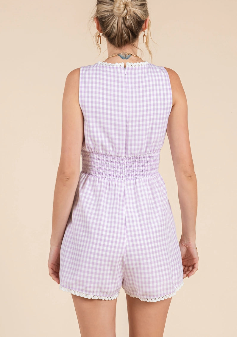Lavender Gingham Romper