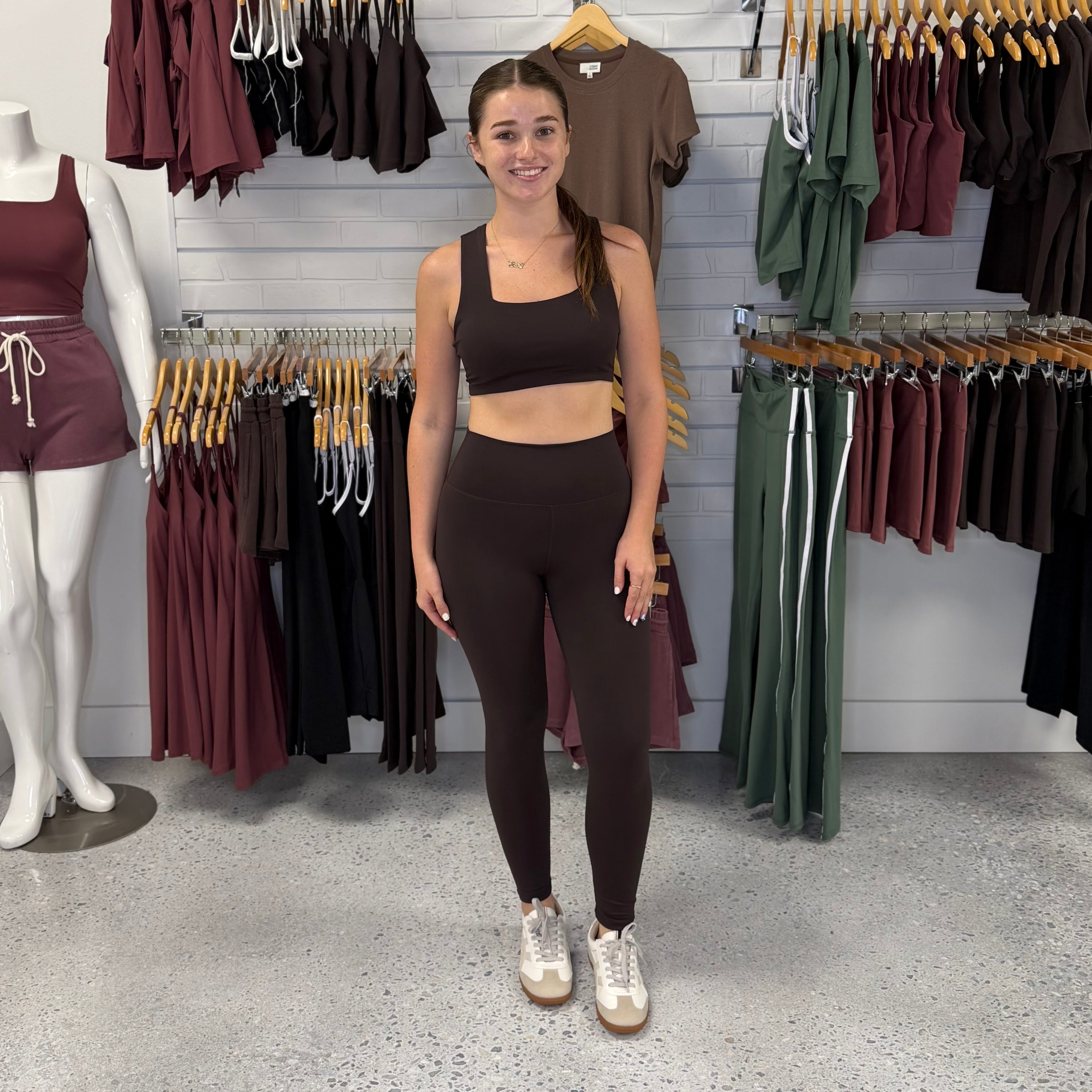 Venice Square Neck Sports Bra Coffee Bean