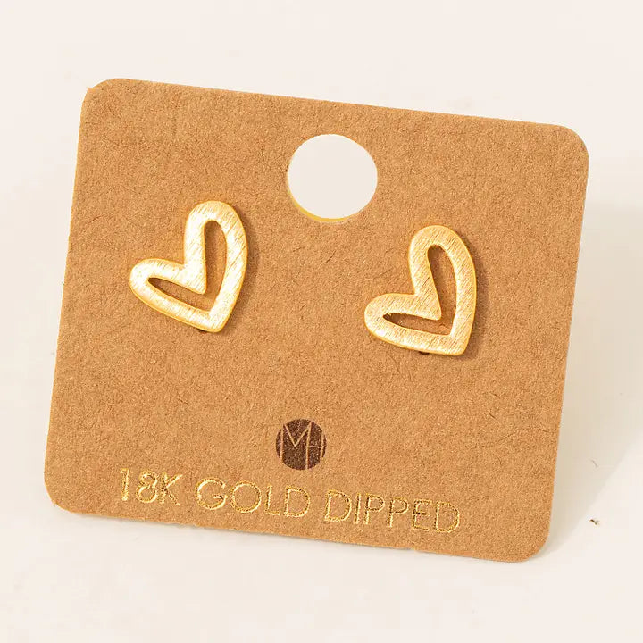 Gold Dipped Heart Stud Earrings