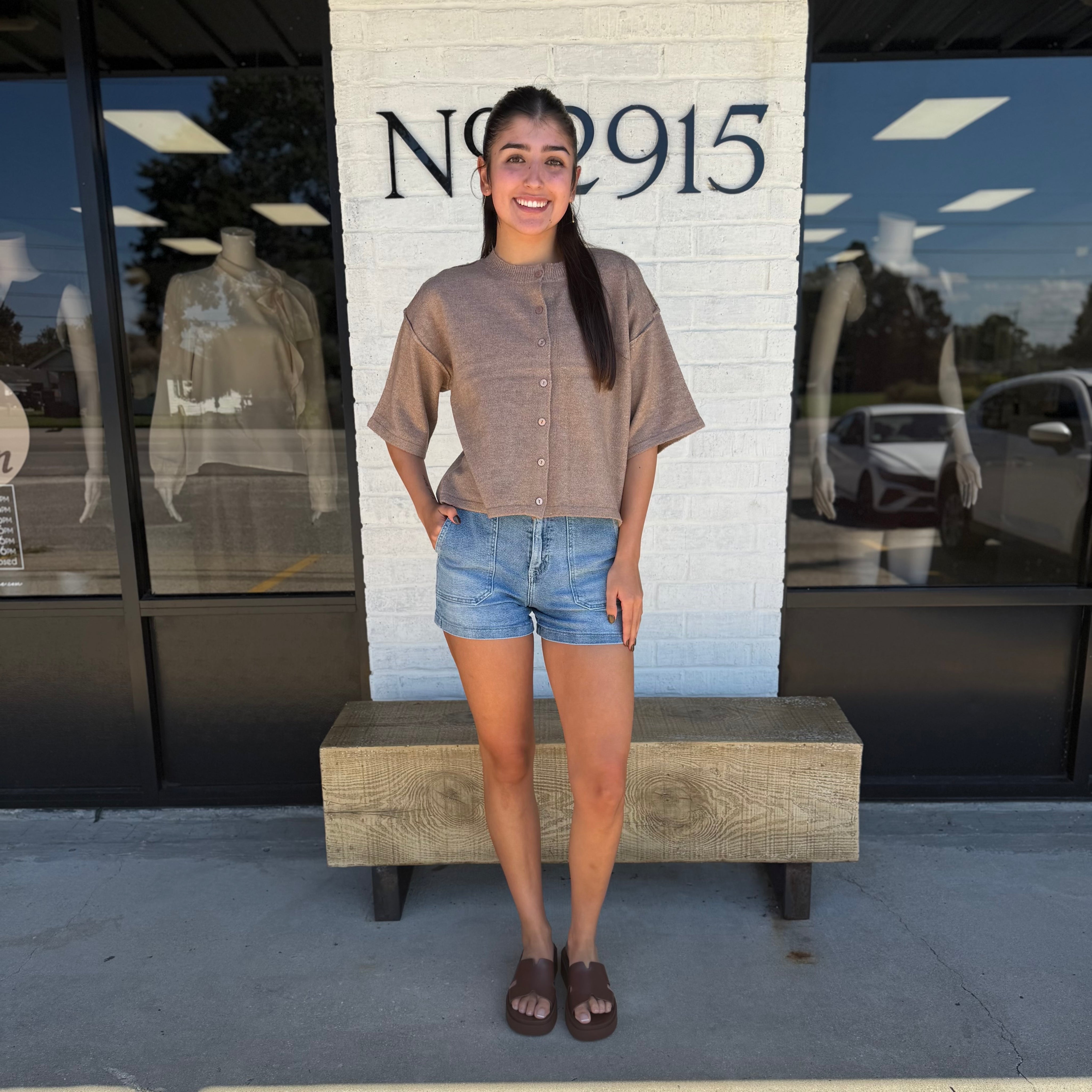 The Effortless Button Cardigan Taupe
