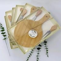 Bamboo Cheese Board Gift Set Round