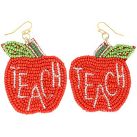 Teach Apple Beaded Earrings