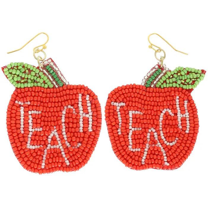 Teach Apple Beaded Earrings